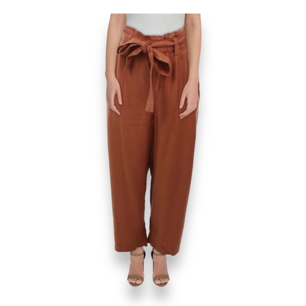 Rust colored paper bag pants